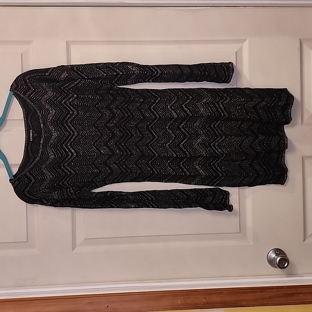 NWT Express, size S, black and silver chevron pattern mini dress